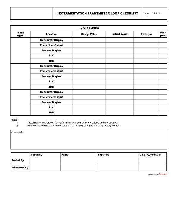 [Download] Checklist for Instrumentation Transmitter Loop ...