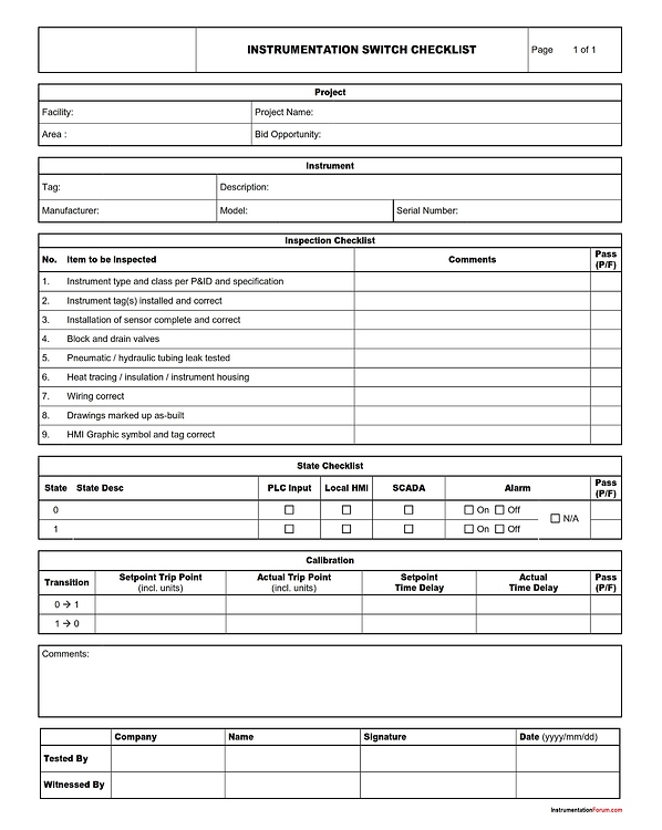 [Download] Checklist for Instrumentation Switch - Instrumentation ...