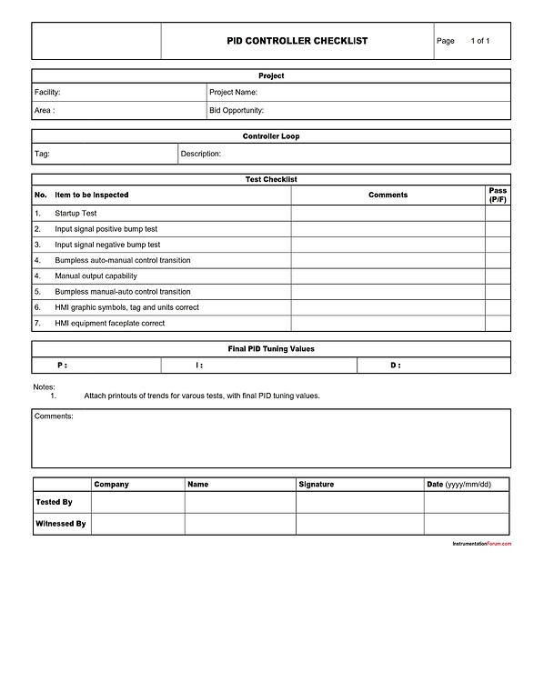 [Download] Checklist for PID Controller - DCS - Engineers Community