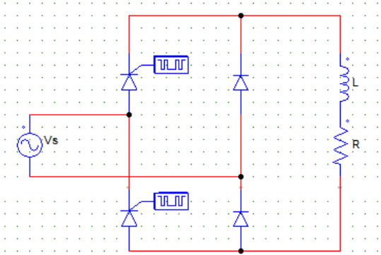 Half controlled semi-converter asymmetrical configuration