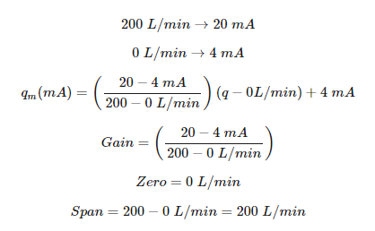 flow meter gain, zero, and span